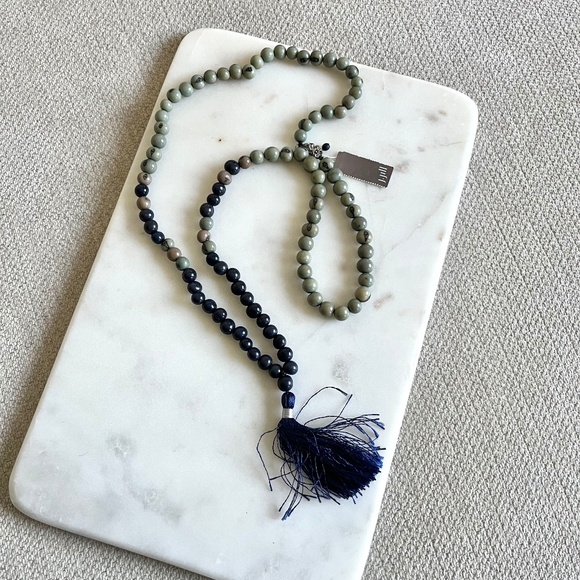 J. Jill NWT Pure Jill Blue Beaded Long Tassel Pendant Necklace - Picture 2 of 6